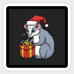 oppossum with a gift Sticker